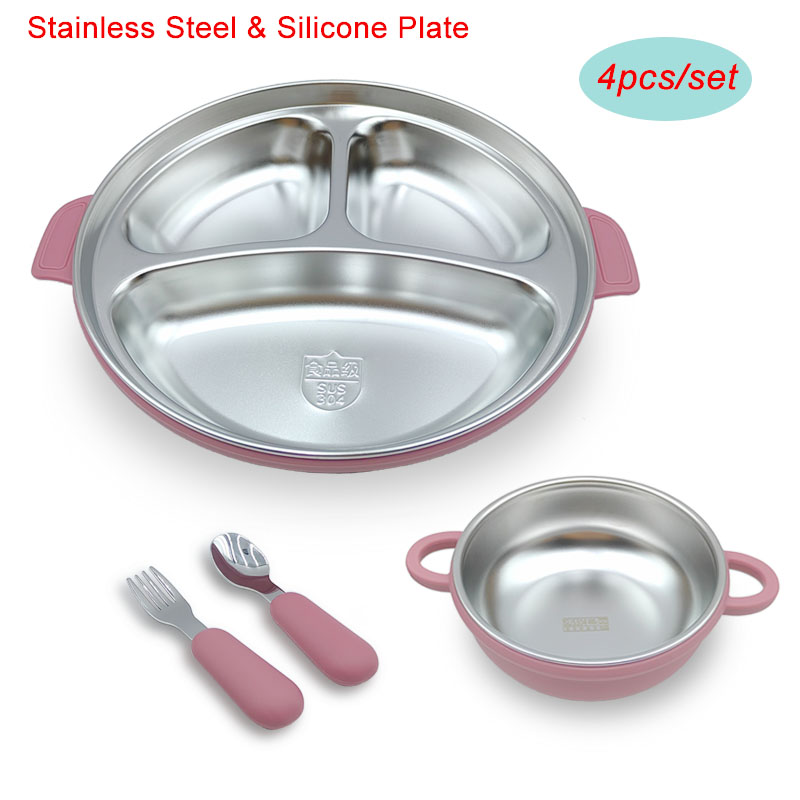 Baby Led Weaning Set - Baby Feeding Set Stainless Steel Plate