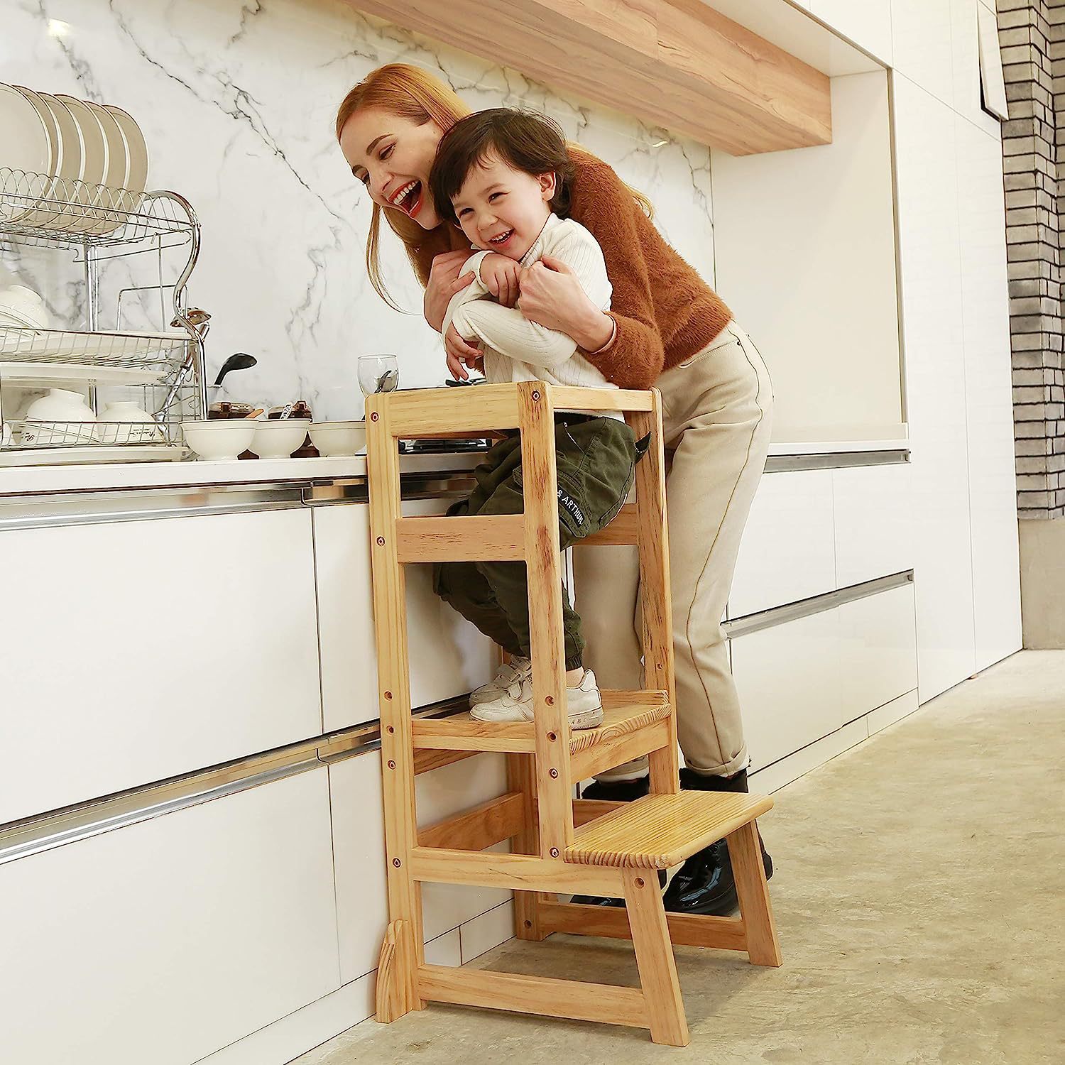 Toddler Learning Tower - Adjustable Height Ladder Stool Kids Stand