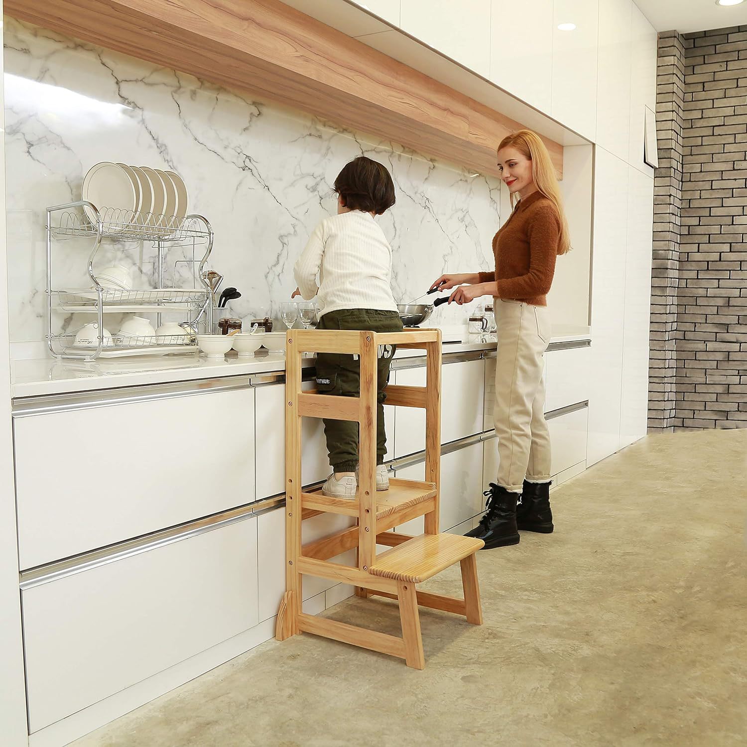 Adjustable Height Ladder Stool - Toddler Learning Tower ulasan dan harga