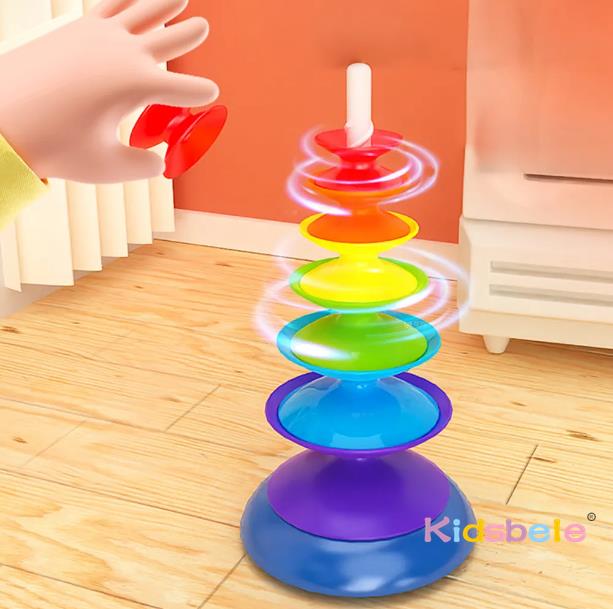 Rainbow Spinning Stacking Toy  - Toddler Learning Tower ulasan dan harga