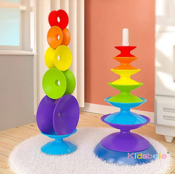 Rainbow Spinning Stacking Toy  - Toddler Learning Tower ulasan dan harga